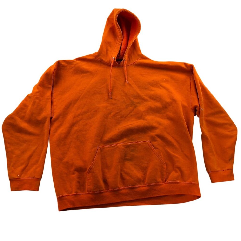 Fruit Of The Loom Mens Hoodie Sweatshirt 2XL Orange Pullover Fleece Classic Flaw